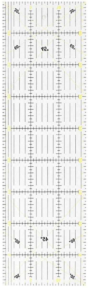 Quilting Liniaal - Naai Liniaal - Stoffen Snijden - Hittebestendig Ontwerp - 45 x 15 cm - Transparant