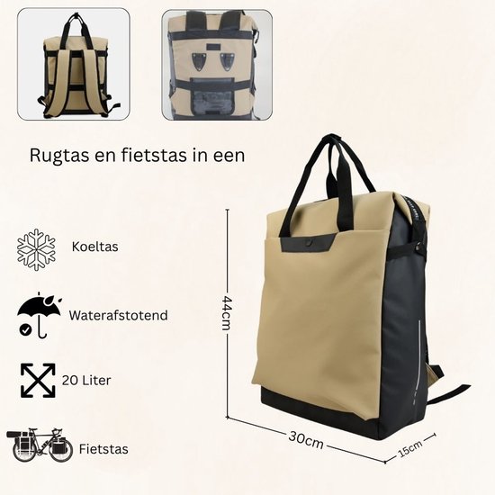 Fietsrugzak Zwart - Koeltas Rugzak Fietstas 3-in-1 - Geïsoleerde Koelrugzak met Fietshaken - Enkele Fietstas van R-B — afbeelding 4