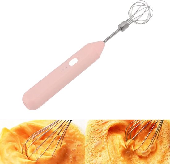 Elektrische Handmixer - Draadloze Klopper - Creme Opschuimen - Drie Snelheden - 1200mAh Batterij - Roze — afbeelding 2