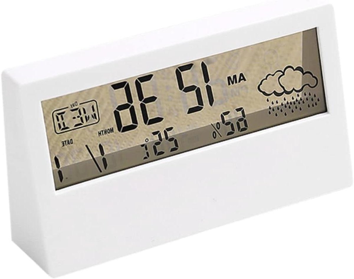 Digitale Bureauklok - Nachtkastje Alarm - Tijd Weergeven - Stille Wekker - 13.3x7.3CM - Wit