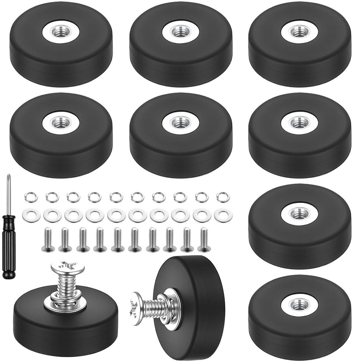 Set van 10 Neodymium Rubber Magneten van 22 mm, Sterke Niet-Slip Magneten voor Verlichting, Auto's en Meer, Draagkracht tot 3.5 kg