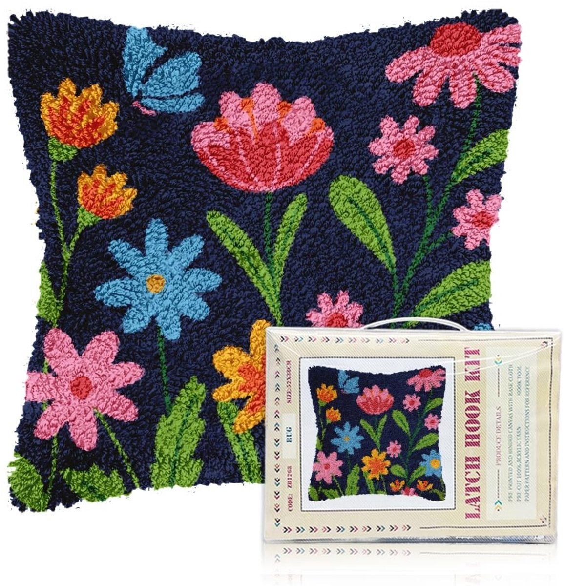 SPHProducts - Knopkussen Set - DIY Kussenhoezen - Creatieve Beginners en Volwassenen - 17x17 cm - Bloemige Motieven - Ideaal voor Huisdecoratie - Gesch...