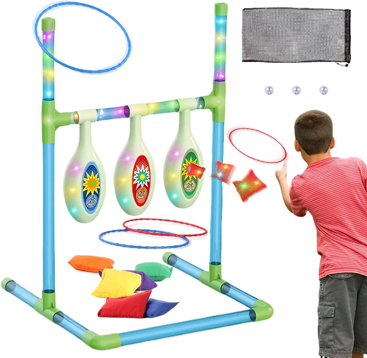 Kinderen Bonenzak Gooien - Interactief Spel - Vaardigheden Ontwikkelen - Interactieve LED Verlichting - 67x48cm - Multicolor