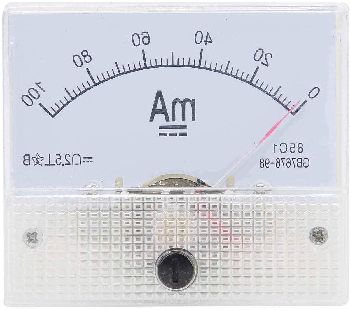 DC Stroommeter - Paneelmeter Gauge - Circuits Meten - Eenvoudige Installatie - 0-100MA - Wit