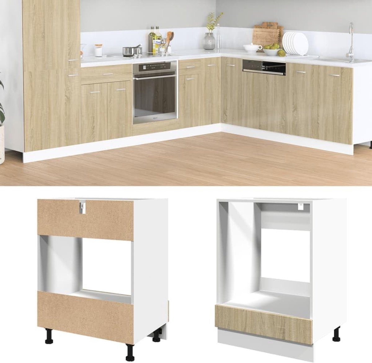 Fornuis ombouwkast - Keukenkast Oven - Keuken organiseren - Ruime opbergruimte - 60 x 46 x