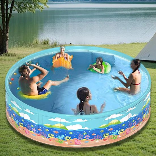 Kinderbadje Opblaasbaar - Opblaasbadje Baby - Waterpret Tuin - Snelle Montage - 120 x 45 cm - Blauw — afbeelding 4