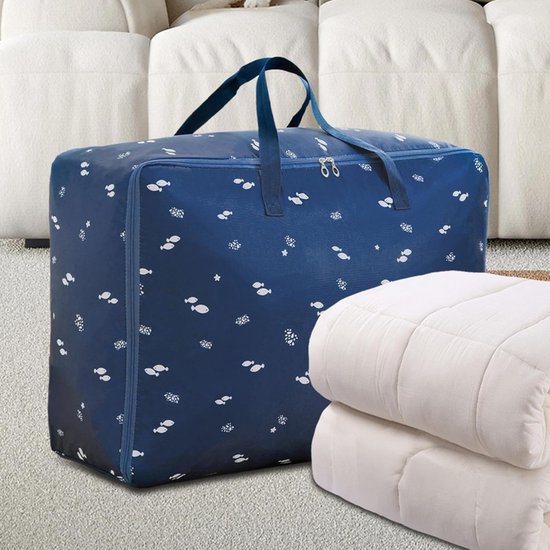Donsdeken Opbergtas - Dekbed Organizer - Huis Opruimen - Versterkte Constructie - 55x33x20cm - Marineblauw — afbeelding 5