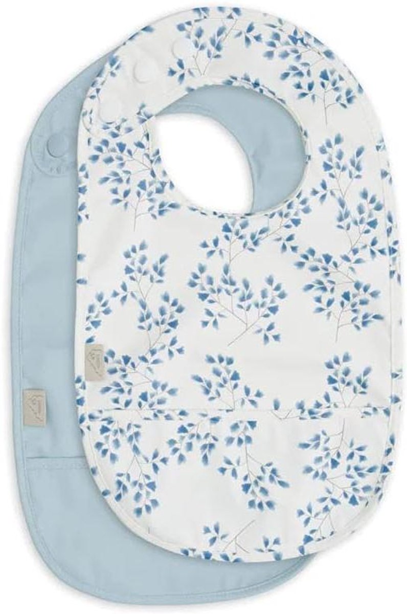 Slabbetje Set - Kwijlslabbetjes Baby - Bescherming Kleding - Dubbelzijdig Ontwerp - 36x22cm - Fiori/Stone Blue