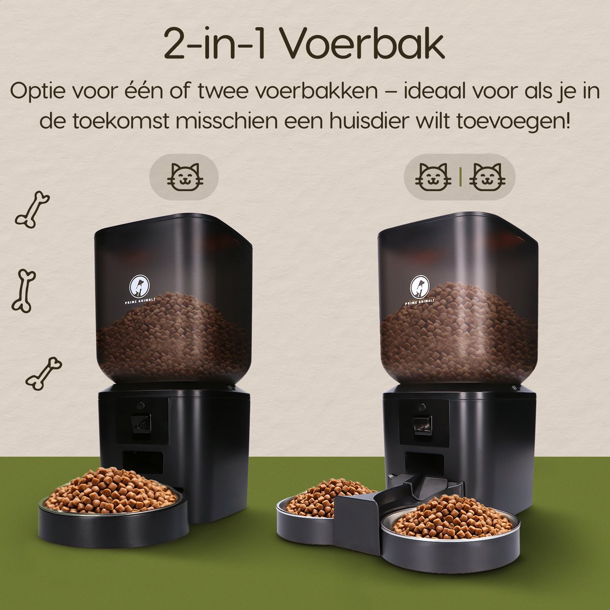 Automatische Voerbak dubbel Premium 7L – Kat en Hond – Slimme Voerdispenser met Camera – Full HD 1080P Night Vision – Two-Way Audio – Voerautomaat met App – RVS Dubbele en Enkele Voerbak – Voor Katten en Honden – Prime AnimalZ – Zwart thumbnail 8
