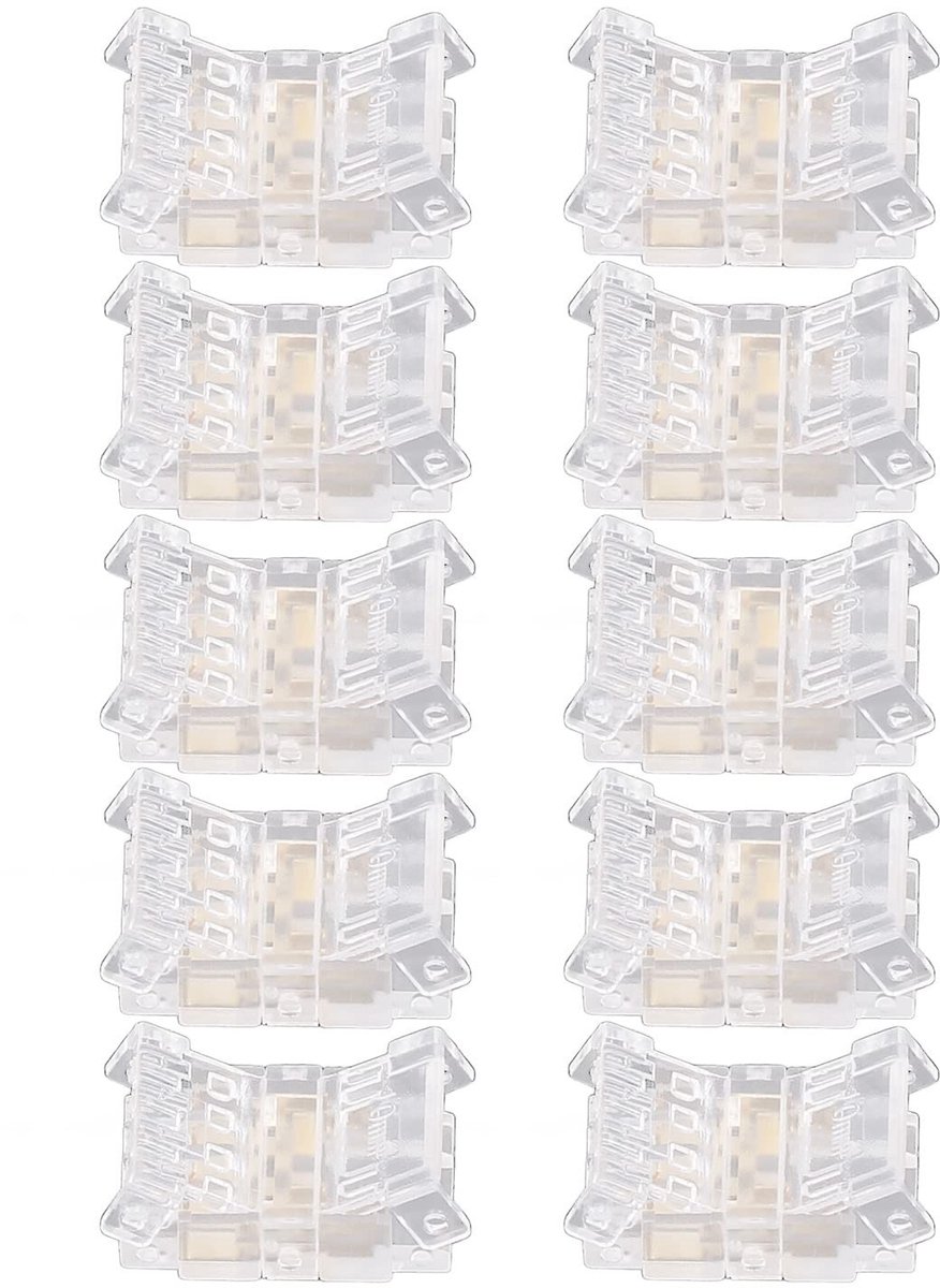 aladdien - Strip to Wire Snelconnector - Soldeerloze LED-adapterconnectoren - 4-pins 10 Mm - Transparante LED-stripconnectoren - Geschikt voor Thuis..
