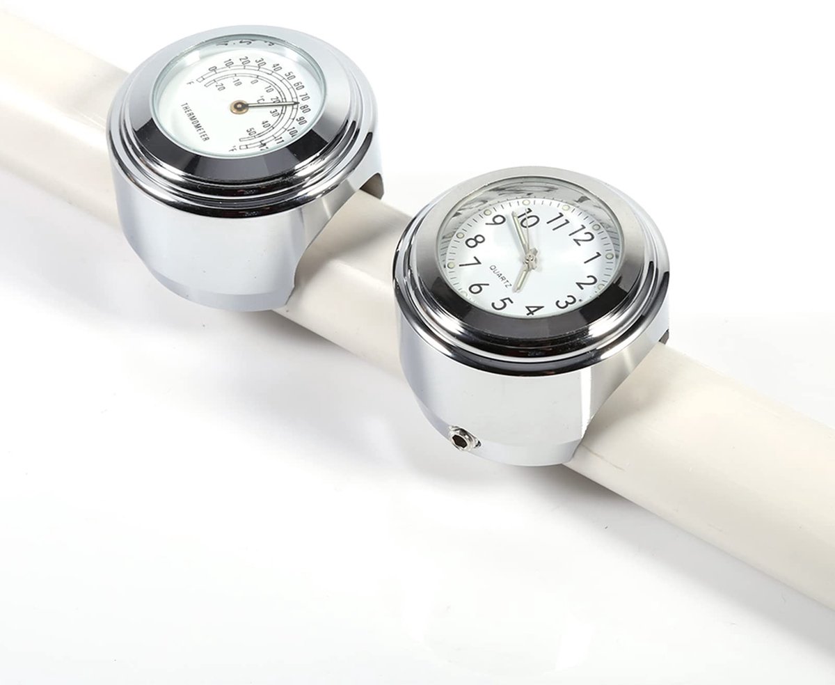 Waterdichte Motorfiets Stuurklok en Thermometer - Universele Bevestiging