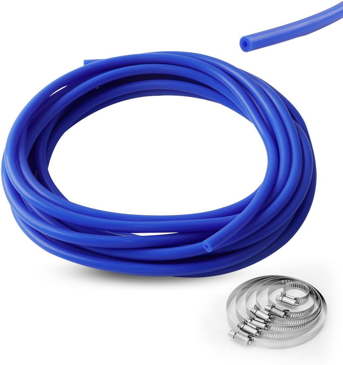 aladdien - 6 meter onderdrukslang - Vacuüm siliconen slang - Hoge temperatuur - Blauw - Slangklemmen inbegrepen - Geschikt voor auto - 6-12 mm