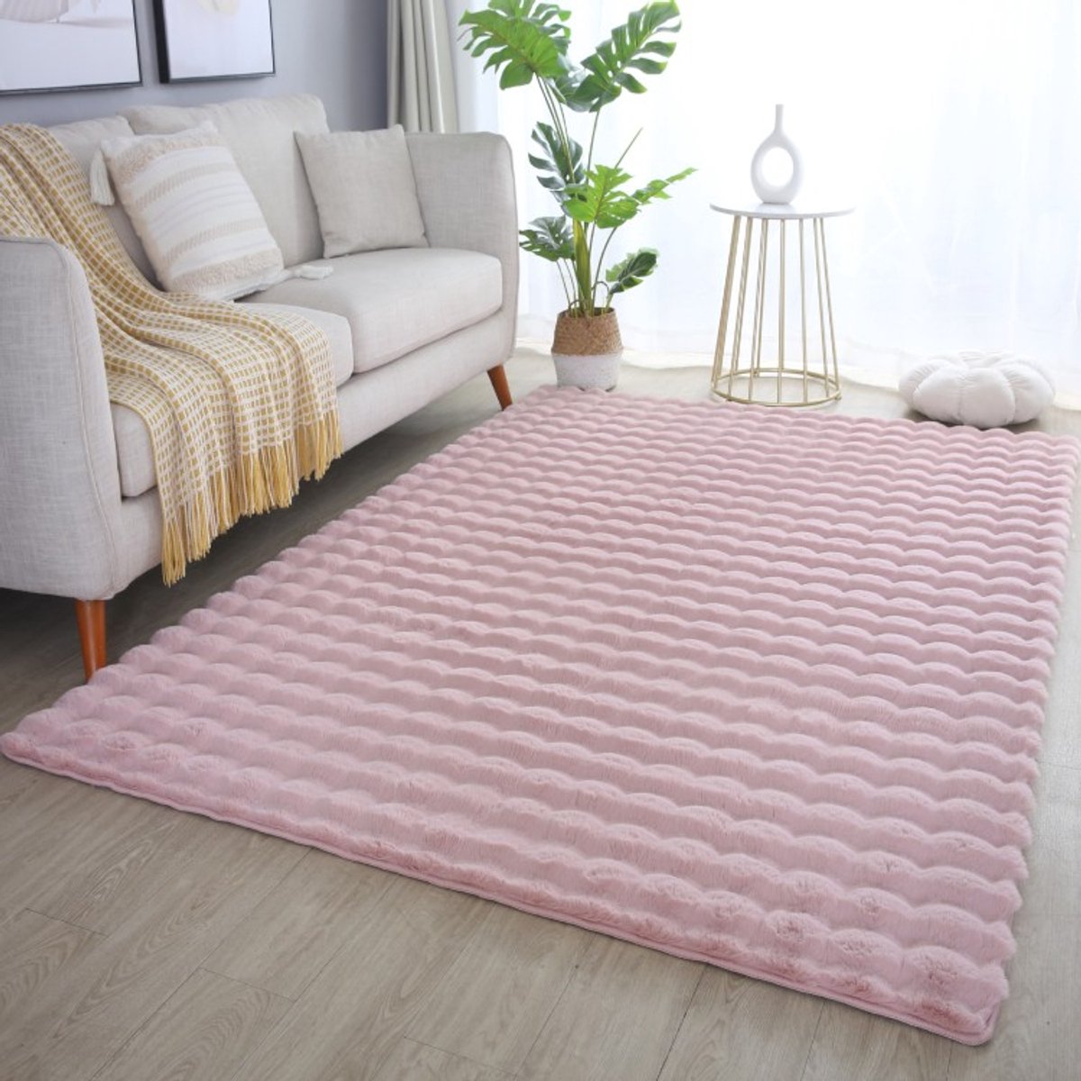 Binnenkleed, roze, katoen, voor de woonkamer, modern design, bohemian stijl, wasbaar. 160x230 cm