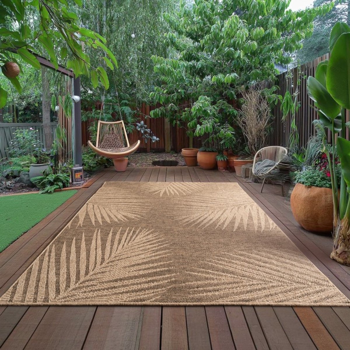 TapisTrend Buiten- en terraskleden Bruin 200x290 cm Buitenkleed van jute, geschikt voor woonkamer en keuken, UV-bestendig, bohemian stijl, zachte textuur