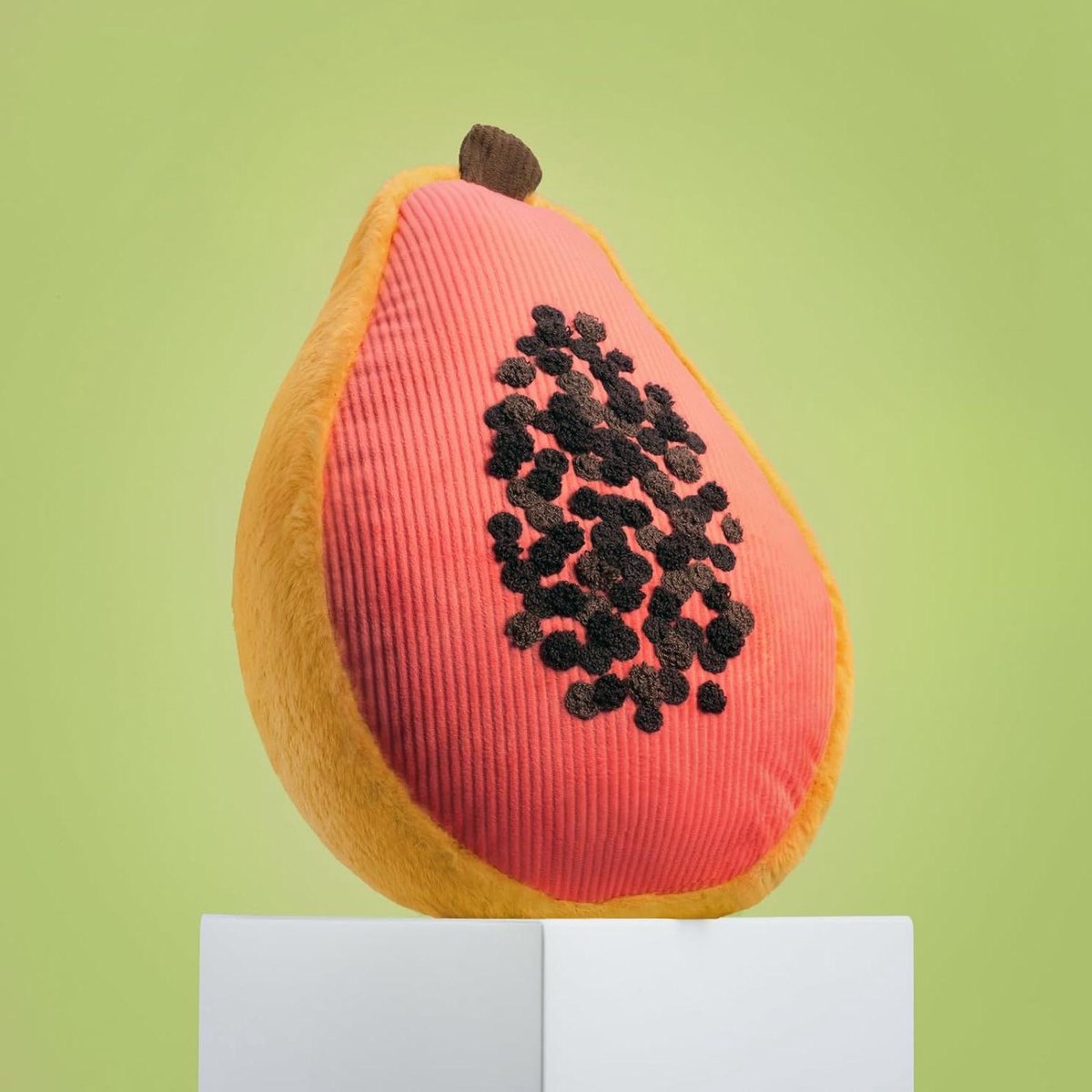 Papaya Decoratief Kussen - Fruit Kussen - Woonkamer Decoratie - Zacht Corduroy Materiaal - 25 x 38 cm - Roze