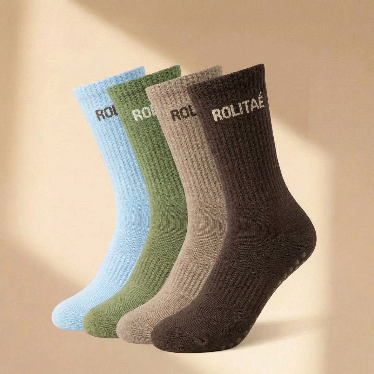 Rolitaé Yoga & Pilatessokken 4-Pack | Colour | 4 Paar Anti-Slip Gripsokken | Maat 39-42