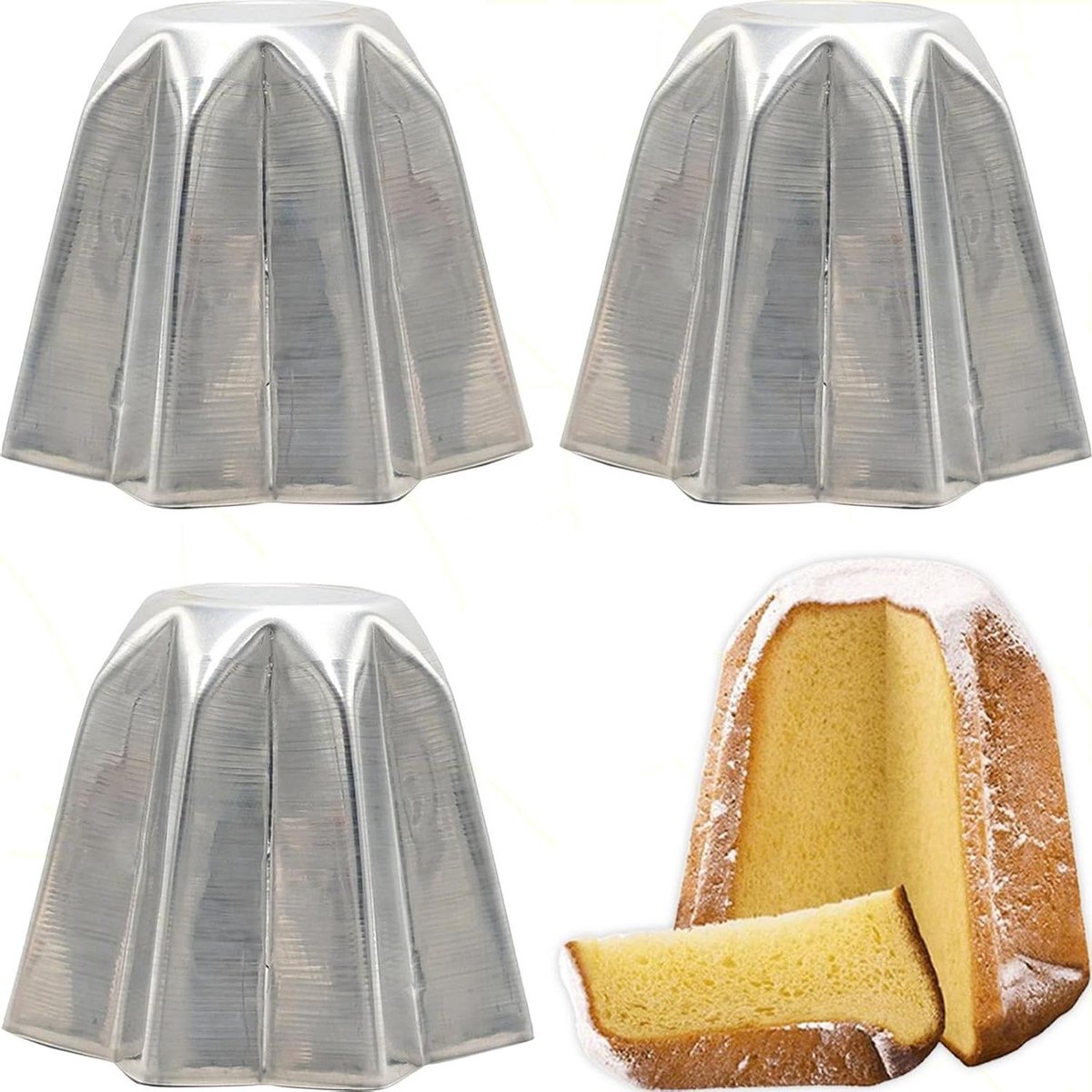 Vormen Pandoro Aluminium - Bakvormen Gebak - Kerst Gebak Maken - Gelijkmatig Bakken - 16.5 cm - Grijs