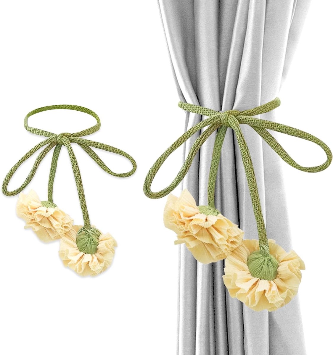 Gordijnbinders Bloem Motief, 2 Stuks Gordijnhouders voor Woonkamer en Slaapkamer, Decoratieve Gordijnriemen voor Raamdecoratie en Cadeaus