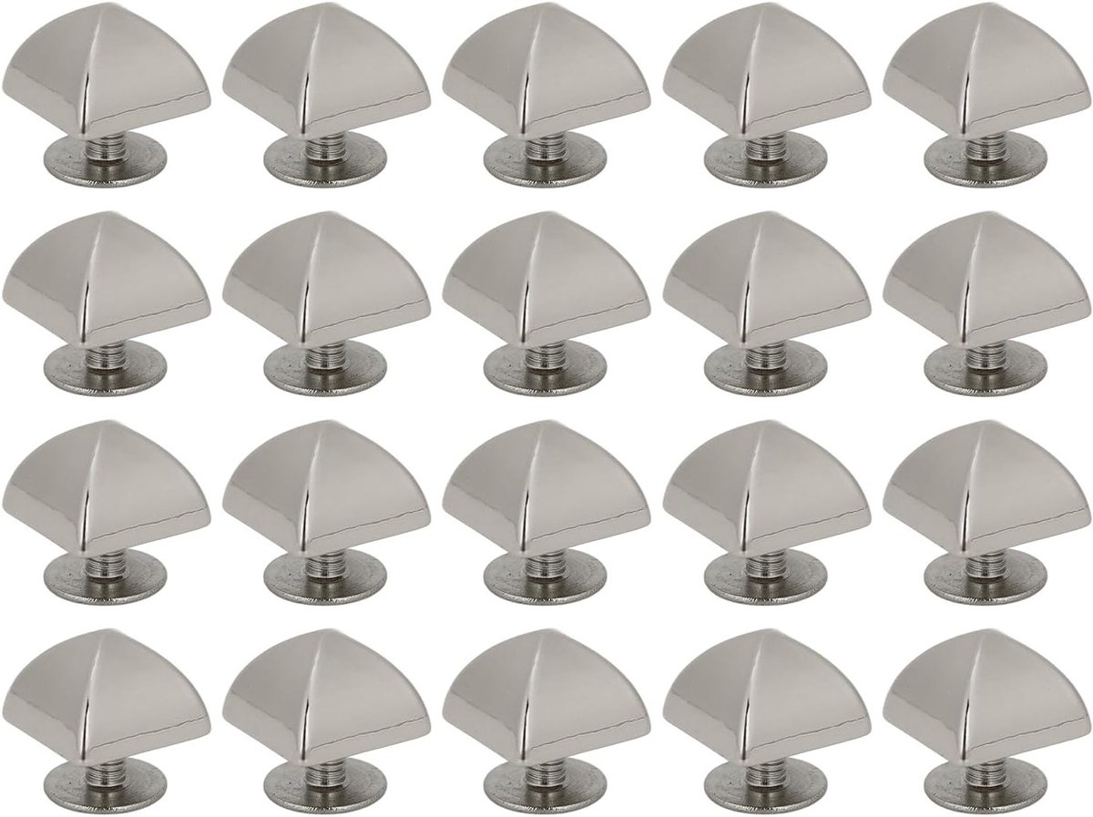 20 sets 10 mm vierkante piramide klinknagels voor leer, tassen en modeaccessoires in zilver