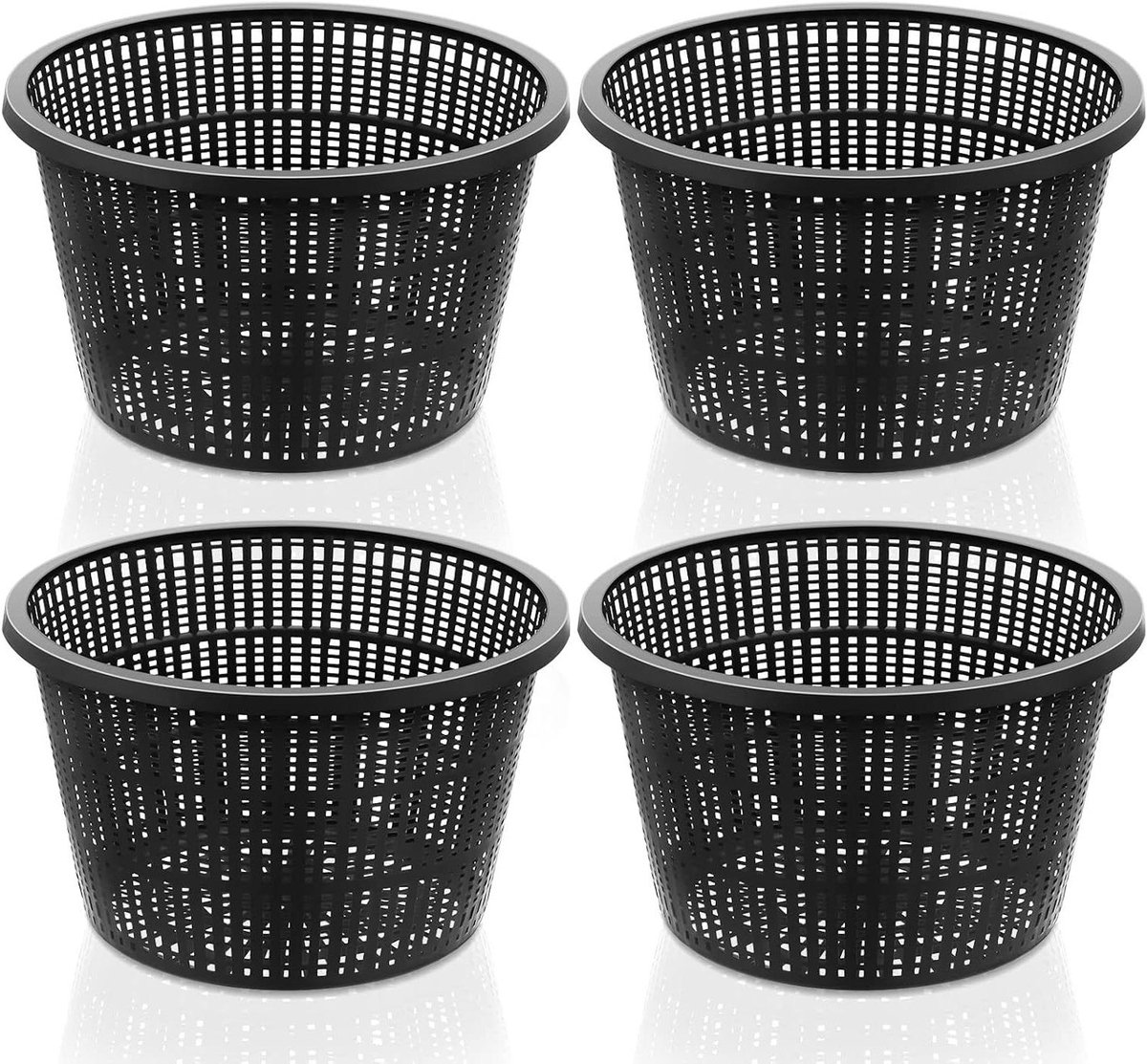 Hydrocultuur Manden - Vijver Plantenbakken - Waterplanten Kweken - Circulatie Bevorderend - 4 stuks 21 cm - Zwart