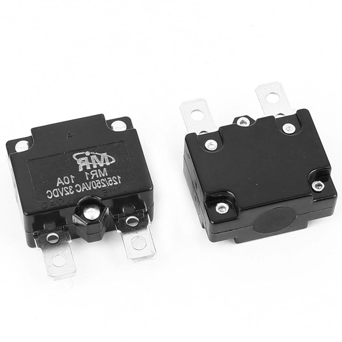Stroomonderbreker 2 stuks - Zekering Schakelaar - Circuit Bescherming - Automatische Reset - 10A 250V - Zwart