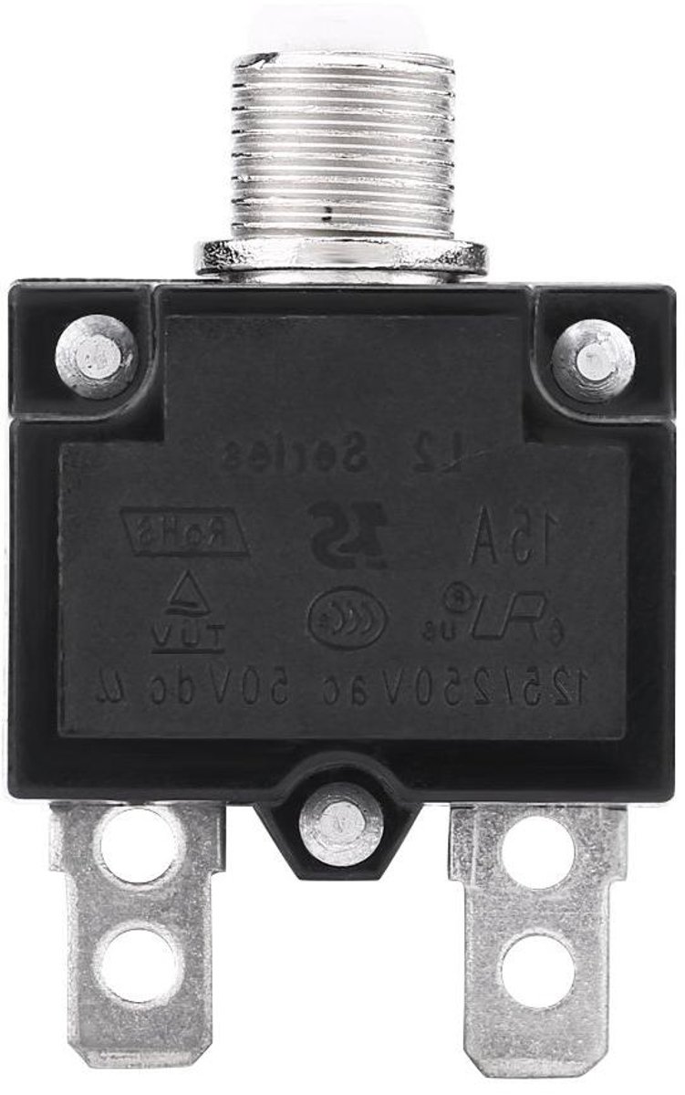 Stroomonderbreker Schakelaar - Overload Protector - Apparaten Beveiligen - Automatische Reset - 15A 250V - Zwart