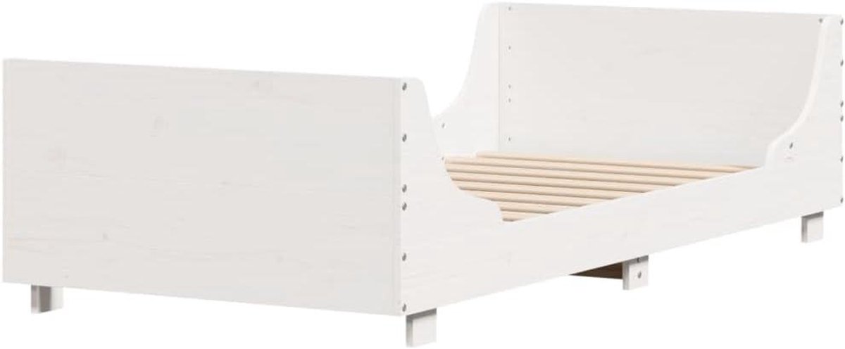 Houten Bedframe - Eenpersoonsbed Hout - Moderne Slaapkamer - Robuust Grenenhout - 90x200 cm - Wit