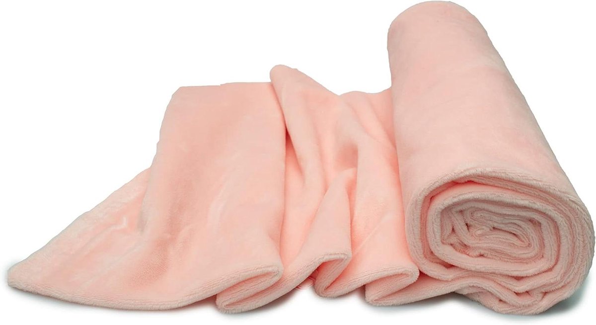 Minkee gebreide stof - Polyester breiwerk - Knuffels en kleding - Zachte korte borstelharen - 50x160cm - poederroze