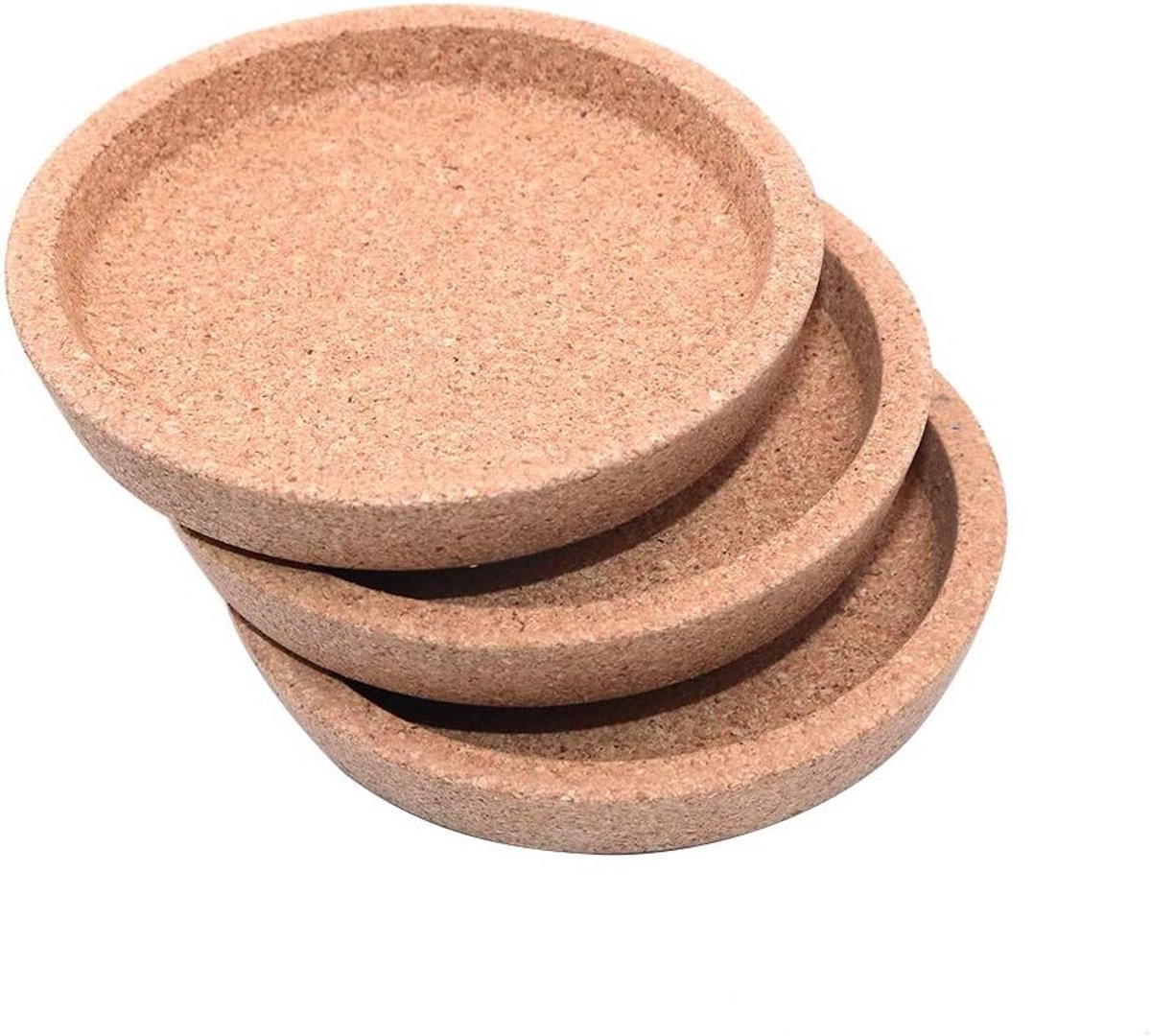 Set van 3 Ronde Kurken Coasters van 10 cm - Ideaal voor Thuis, Kantoor en Horeca - Hoog Absorberend en Lichtgewicht met Groeven