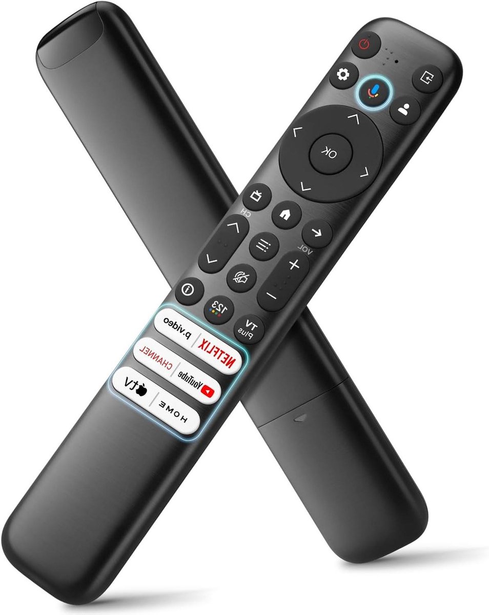 Spraakafstandsbediening - Google TV afstandsbediening - TV bedienen - Snelle sneltoetsen - 20.7 x 3.25 x 1.78 cm - Zwart
