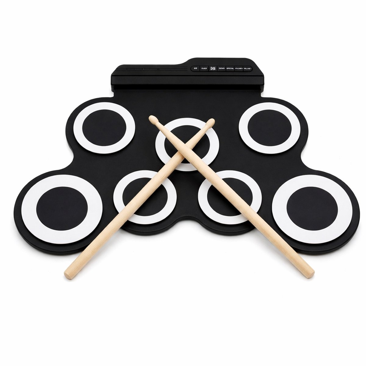 Beyahl - Electronic drum – Digitaal drumstel met drumpads, drumstokken en voetpedalen – Compact elektrisch drumstel voor volwassenen – Stil oefenen en draagbaar