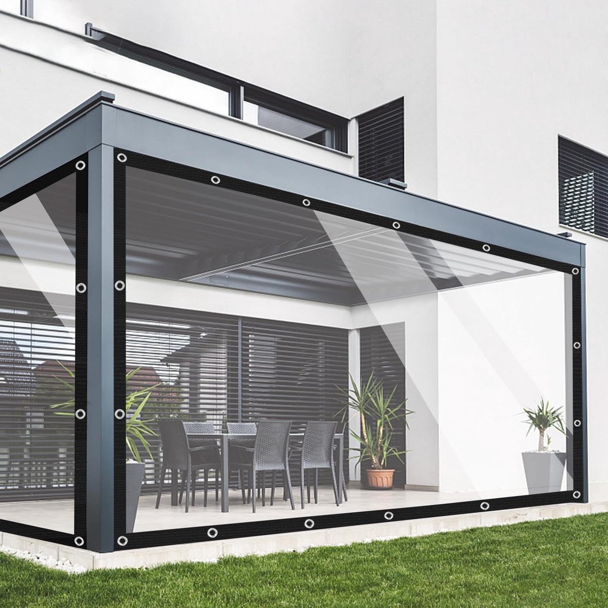 Transparant Zeil - Afdekzeil Waterdicht - Buiten Beschermen - Versterkte Randen - 1x2m - Transparant met Zwarte Randen