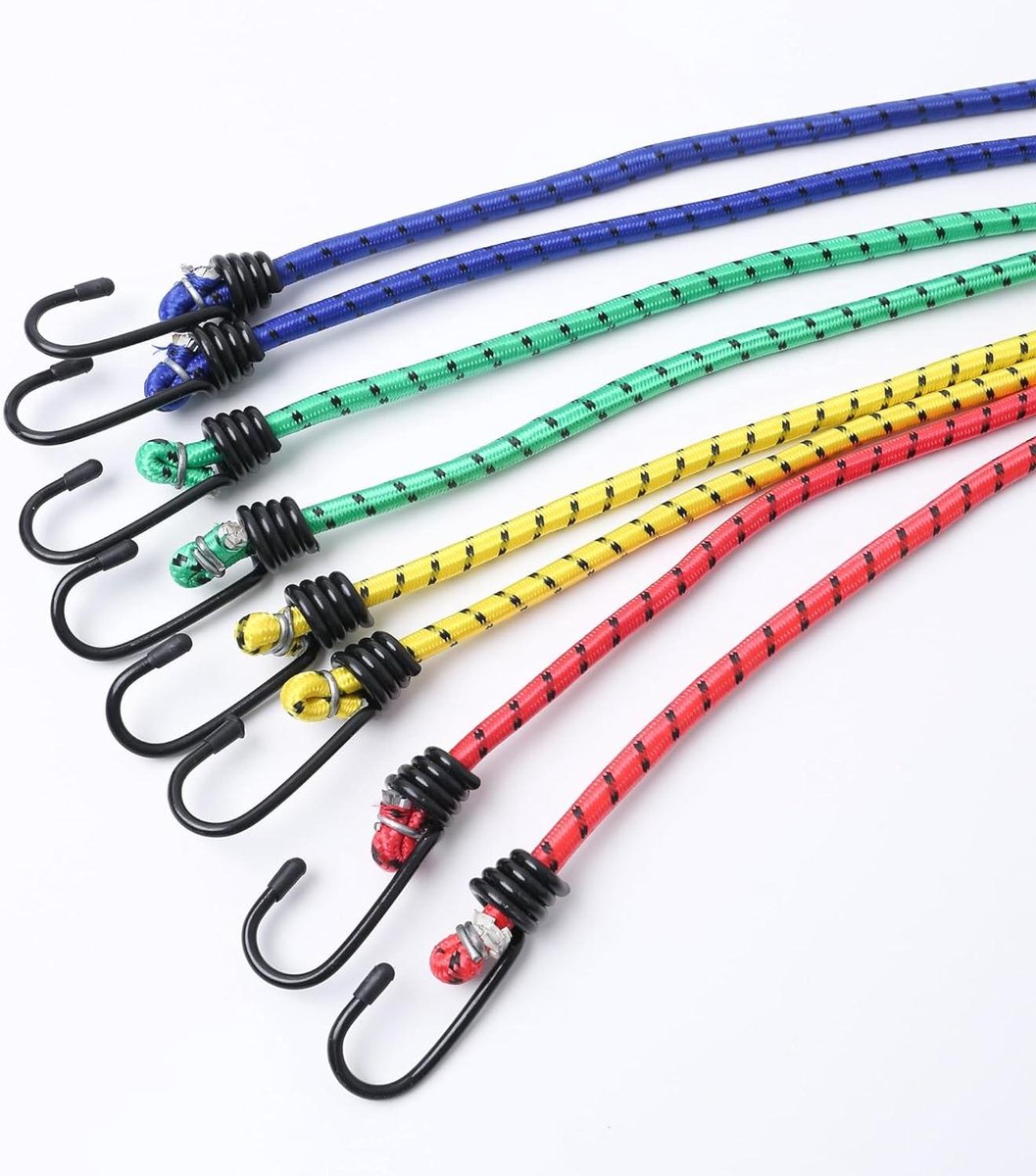 Bungee Koorden - Elastische Koorden - Bagage Vastzetten - Met Haken - 40 32 24 16 Inch - Zwart