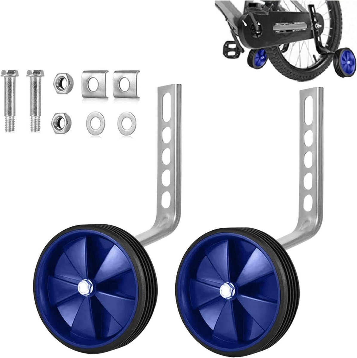 Kinderfiets Stabilisatoren - Trainingswielen Fiets - Leren Fietsen - Robuust Driehoekig Ontwerp - 11 Centimeter - Blauw