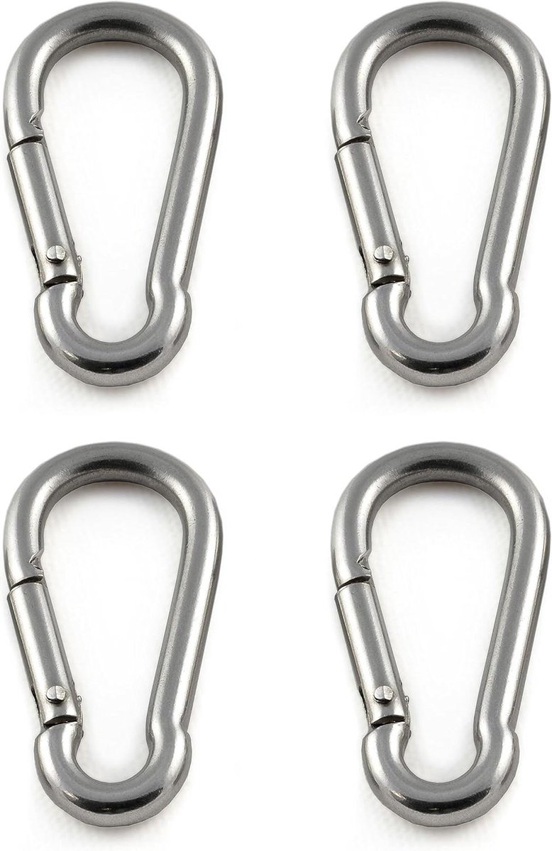 Stalen Karabijnhaken - Sleutelhangers Haken - Algemene Bevestiging - Compacte Veerhaak - 50 mm x 23 mm - Zilverkleurig