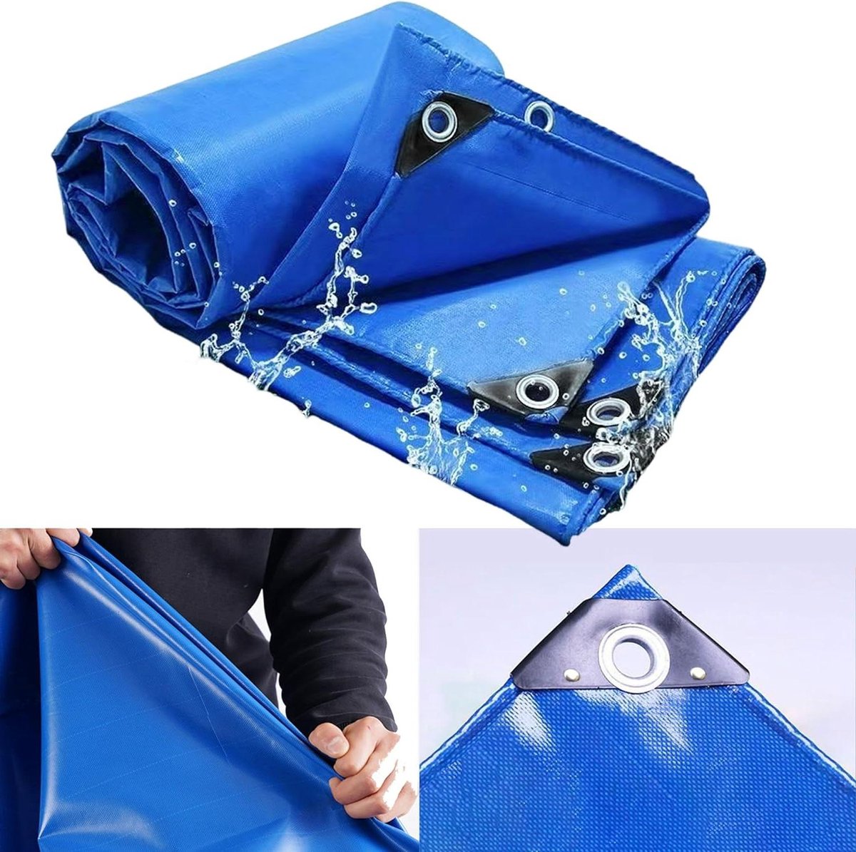 Versterkt Zeildoek - Afdekzeil Luifel - Zware Bescherming Buiten - Scheurbestendig PVC Materiaal - 1x6.5 m - Blauw