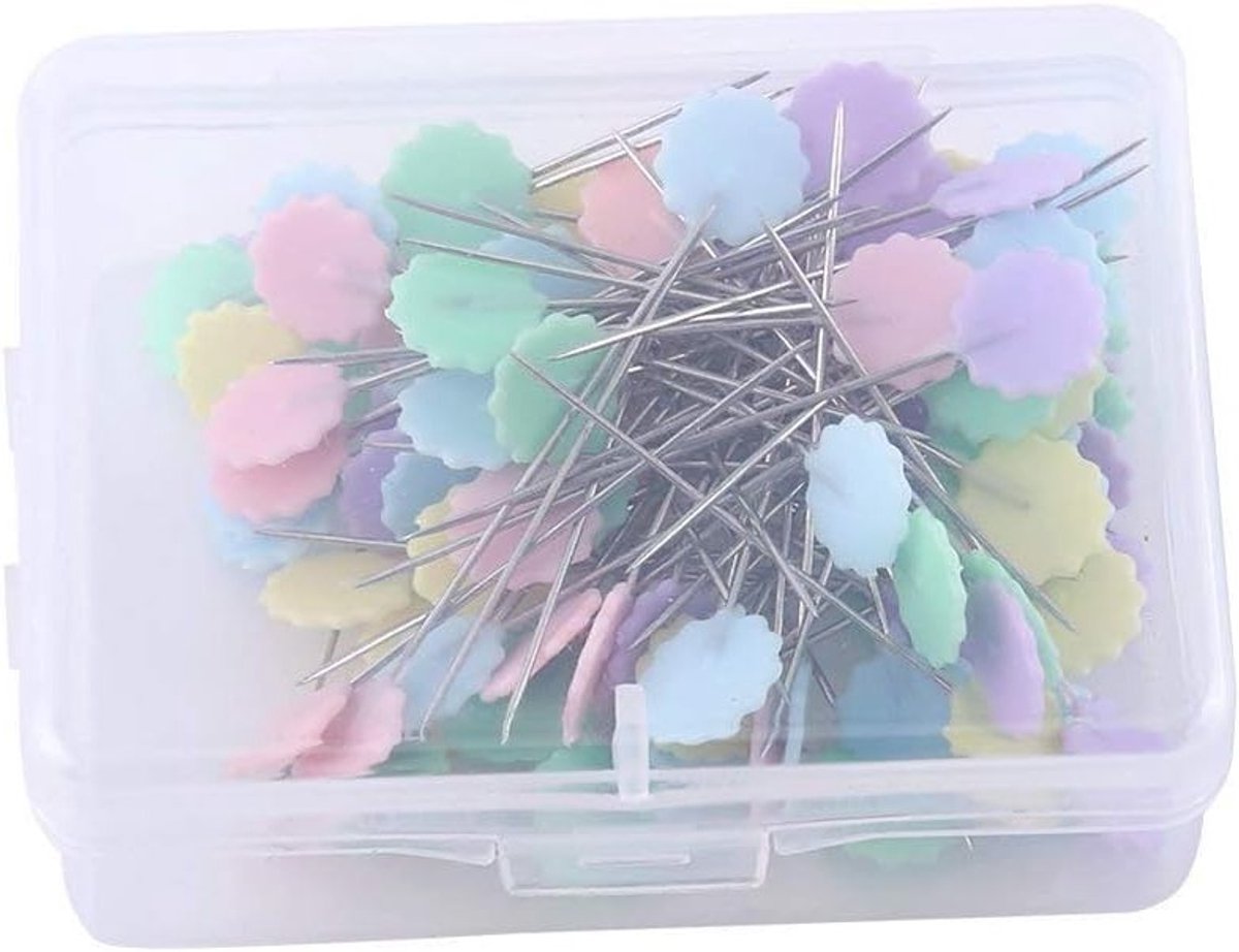Patchwork Pins voor Quilten en Breien - 100 Stuks Bloemkop Spelden voor Naaien en DIY Creaties