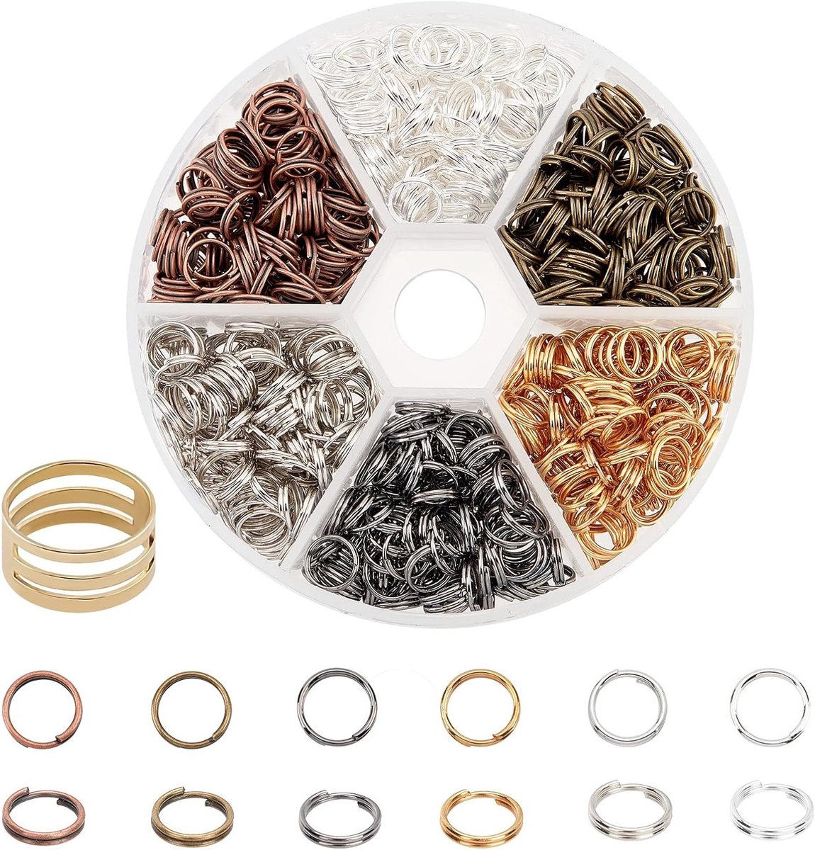 800 Stuks Dubbele Springringen voor Sieraden Maken met Ring Gereedschap - 7mm*0.7mm, Gemengde Kleuren, DIY Accessoires