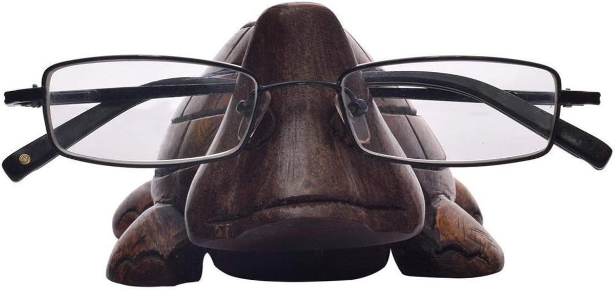 Houten Schildpad Brillenhouder - Brillenstandaard Optische Glazen - Bril Veilig Opbergen - Handgemaakt Mangohout - 15 cm Breed - Bruin