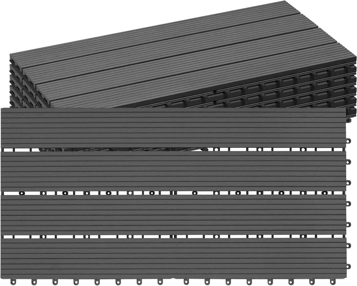 WPC Terrastegels - Composiet Vloer - Buiten Vloeren - Vorstbestendig Weerbestendig - 30 x 60 cm - Grijs