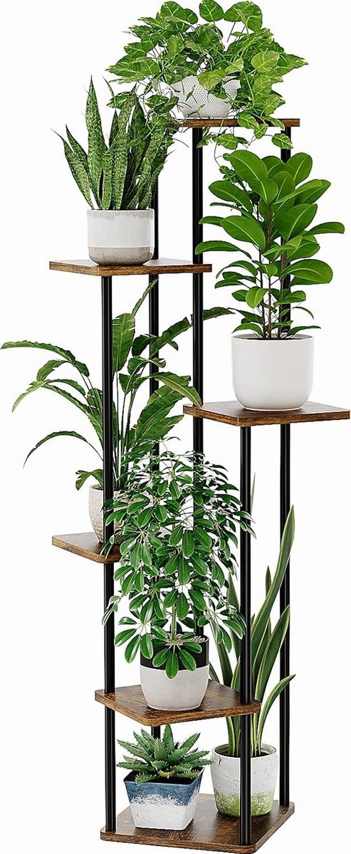 Sierra, Plantenstandaard, bloemenstandaard, voor buiten, plantenrek, bloementrap, metaal, balkon, decoratie, slaapkamer, bloempot, kamerplanten, plantentafel (bruin)
