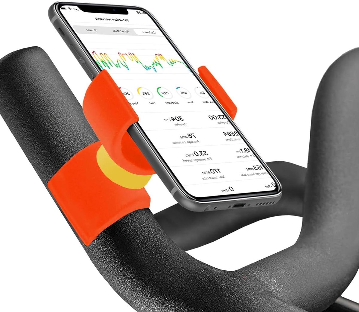 Telefoonhouder Fiets Hometrainer - Smartphone Bevestiging - Tijdens het Sporten - 360 Graden Draaibaar - Tot 7.5 Inch - Oranje