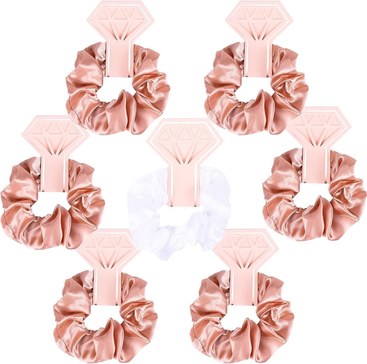 8 Stuks Satijnen Scrunchies voor Bruidsmeisjes, Perfecte Haarbanden als Cadeau voor Bachelorette en Bruidsmeisjes in Wit en Roségoud