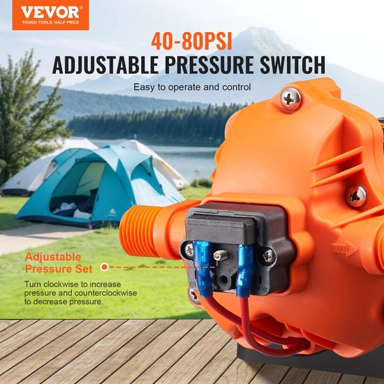 D&A Drinkwaterpomp - Membraanpomp - Drinkwater pomp - Maximaal 6.8 liter per minuut - 3 Kamer systeem - 60 Watt - 12 Volt van Merkloos — afbeelding 4