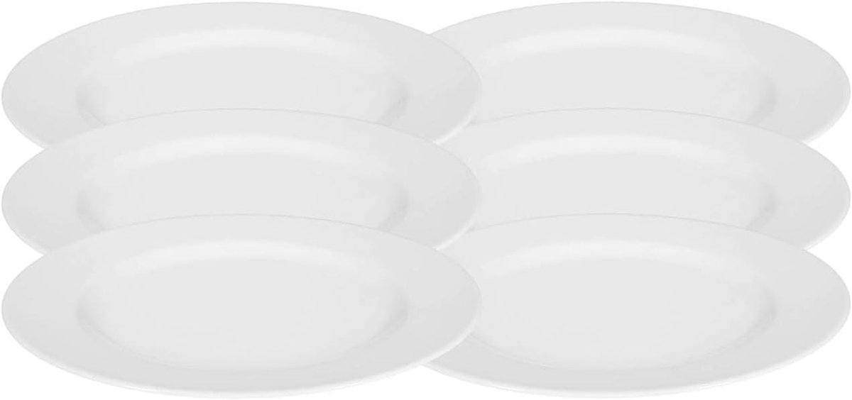 Platte Borden - Diner Borden - Maaltijden Serveren - Porselein - 25 cm - Wit