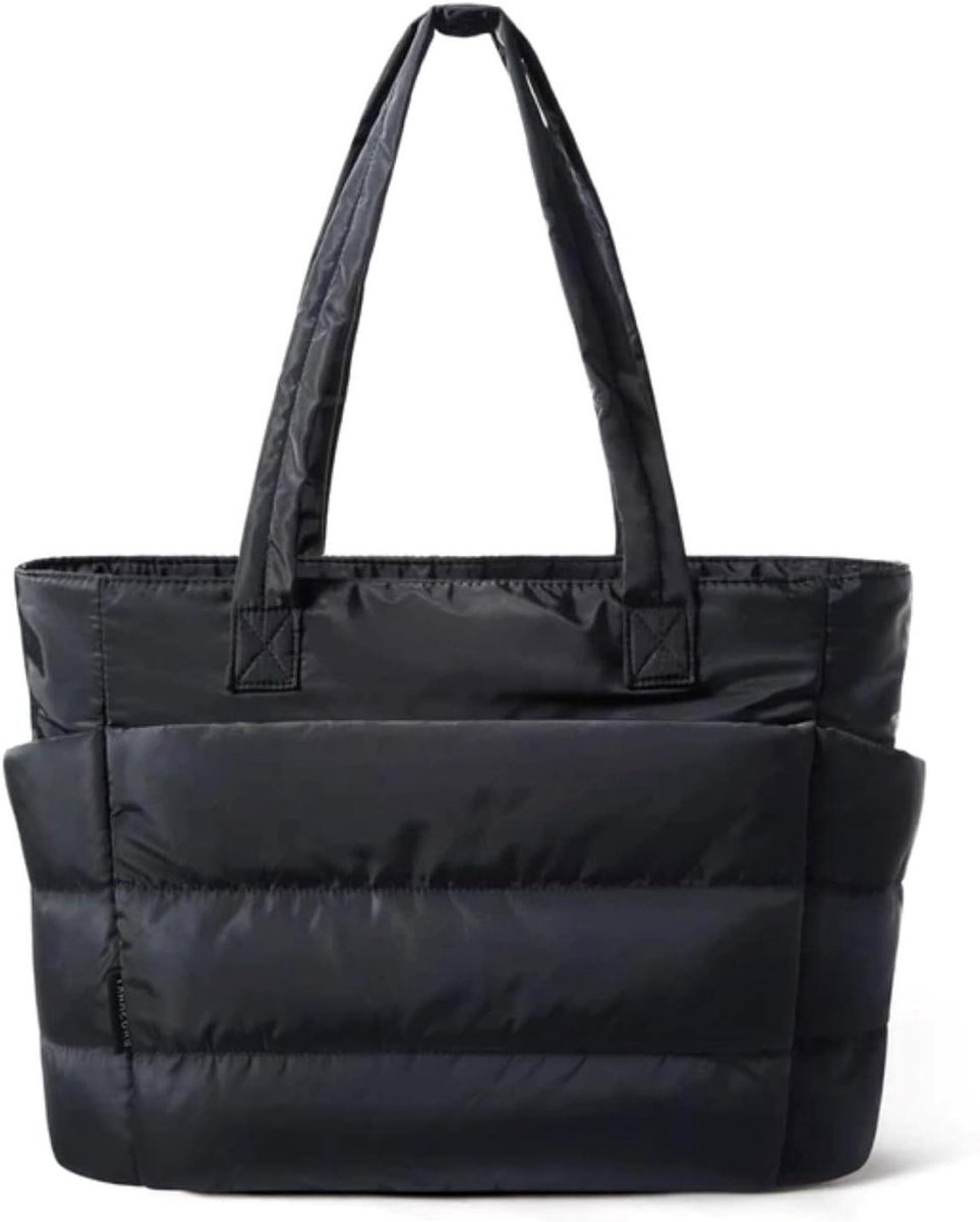 Dames Shopper Tas - Grote Handtas - Dagelijks Gebruik - Waterafstotend Nylon - 20 Liter - Zwart