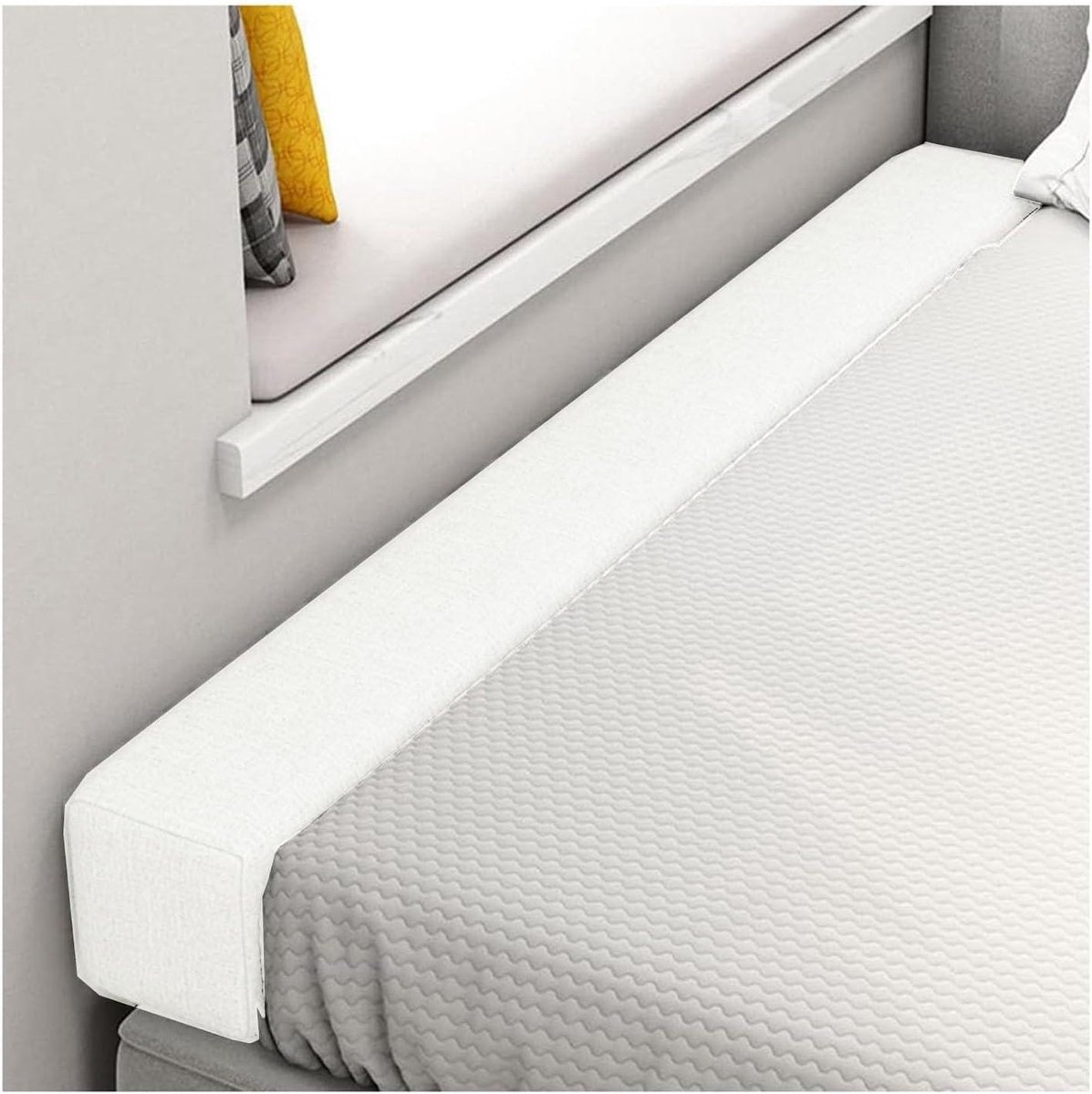 Bed Kier Vuller - Matrasbrug Hoofdeinde - Kieren Dichten - Wasbare Linnen Hoes - 160x10x30cm - Wit