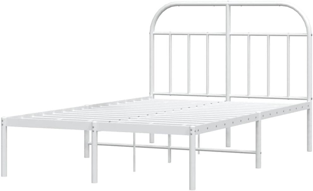 Metalen Bedframe - Ledikant Hoofdbord - Slaapkamer Inrichten - Robuuste Stalen Constructie - 120x190 cm - Wit