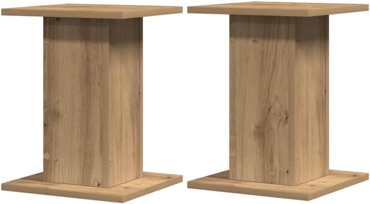 Luidsprekerstandaarden - Speaker Voetstukken - Audio Verbeteren - Duurzame Houten Constructie - 30x30x40 cm - Eiken