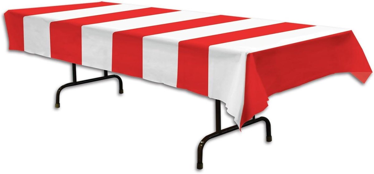 Tafelkleed Strepen - Party Tafelkleed - Feestdecoratie - Waterdicht - 137 x 274 cm - Rood Wit
